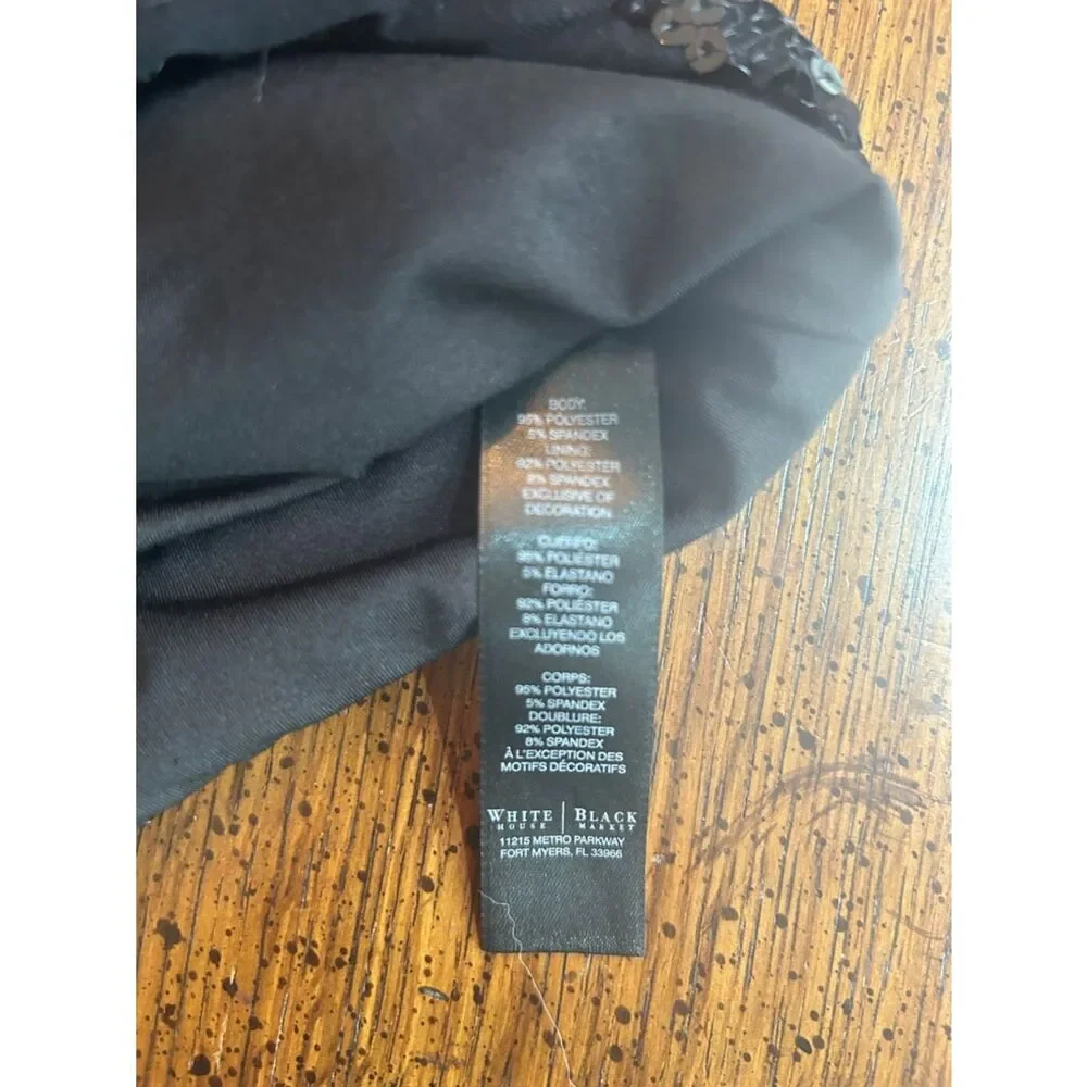 White House Black Market Black Sequin Top Sz Large EUC Worn Once